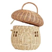 Mushroom Wicker Storage Basket Rattan Basket Mushroom Basket with Lid-Rattan Mushroom Decor, Cottagecore, Boho Decor, Day Gift