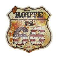 ป้ายสังกะสี Route US 66 (ปั๊มนูน)