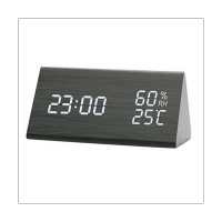 Alarm Clock Digital Wood Digital Clock LED Table Clock with Humidity and Temperature Display USB Power Connection