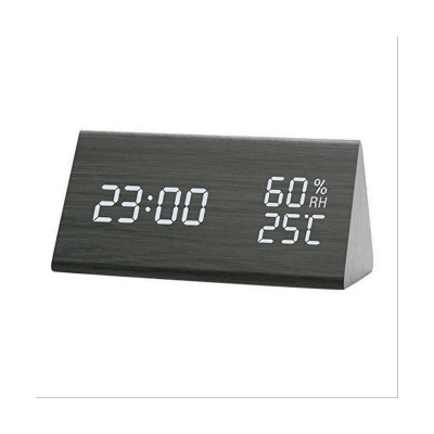 Alarm Clock Digital Wood Digital Clock LED Table Clock with Humidity and Temperature Display USB Power Connection