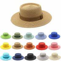 20 Color Summer Beach Sun Hats For Women Man Foldable Round Flat Top Big Brim Straw Hat Solid Color Outdoor Holiday Visor Caps