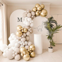 สีขาว Beige บอลลูน Garland Arch ชุดชนบทงานแต่งงานบอลลูนครีมทองวันเกิด Baby Shower Christening หมั้น-m0pi