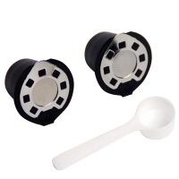 Coffee Filter Cup Refillable Coffee Filter Capsule with Metal Lid and Spoon for Nespresso Coffee Machine