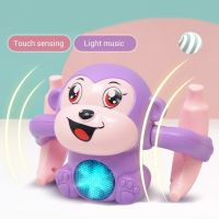 2021 New Music Banana Flipping Monkey Toy Electric Voice Control Induction Tumbling Cartoon Model Toy As Kids Gift