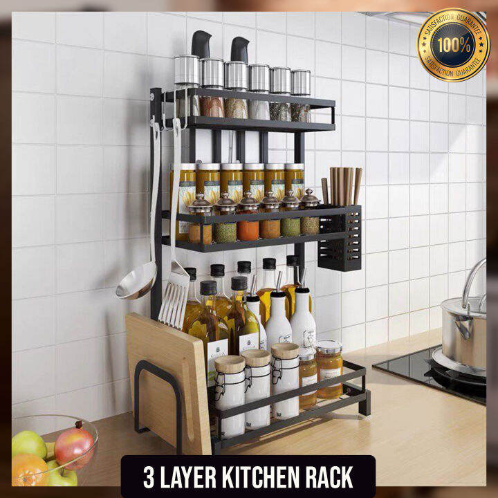 A Multifunctional 3-layer Kitchen Spice Rack, A Storage Rack For