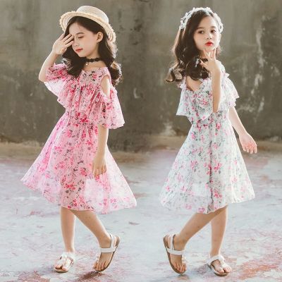 〖jeansame dress〗2022ใหม่ฤดูร้อนสาวแต่งตัวแนวโน้มเสื้อผ้าชุดชีฟองเด็กชุดเจ้าหญิงสบายๆ12-2ปี11สาวพรรค