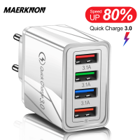 Quick Charge USB Charger 4 Port QC 3.0 Wall Travel Fast Charging สำหรับ Xiaomi Mi 11ศัพท์มือถือ EU US Plug Charger Adapter