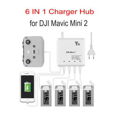 6 In 1 Multi Battery Charger For DJI Mavic Mini 2 Battery Charging Hub Fast Smart Battery Charger With USB Port