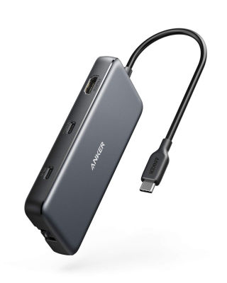Anker USB C Hub, PowerExpand 8-in-1 USB C Adapter, with 100W Power Delivery, 4K 60Hz HDMI Port, 10Gbps USB C and 2 USB A Data Ports, Ethernet Port, microSD and SD Card Reader, for MacBook Pro and More