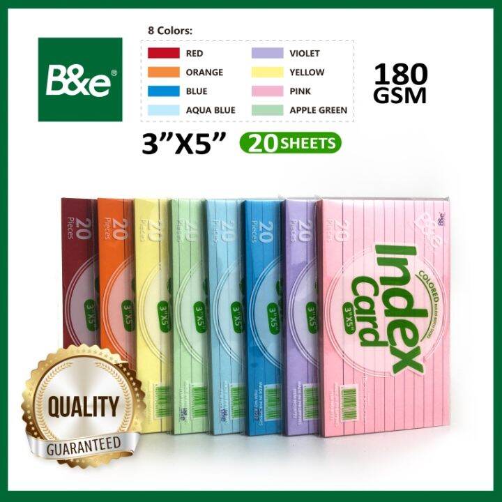 Bnesos B&e School Office Supplies B&e Colored Index Card 3x5 20Sheets ...