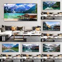 Huilishop Landscape Lake Braies ภาพวาดผ้าใบ-โปสเตอร์และภาพพิมพ์บ้านธรรมชาติ