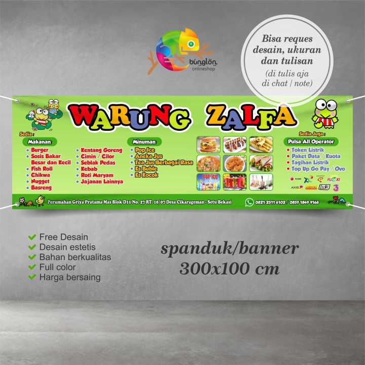 Spanduk Banner Warung Jajanan Karakter Custom Desain Lazada Indonesia