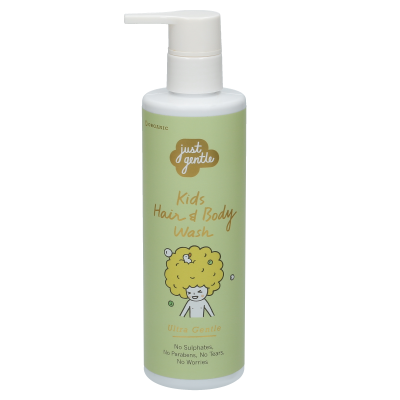 Just Gentle สบู่อาบน้ำและผมเด็ก กลิ่นแพร์เบอร์รี่  (ฉลากเขียว) Kids Hair &amp; Body Wash Pearberry Scent (200ml) green label Organic Pavilion