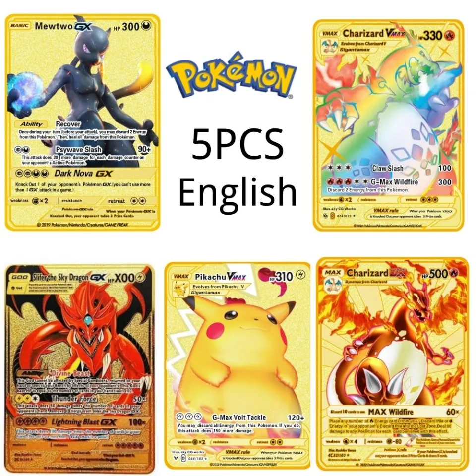 Pokemon Iron Cards Vmax Metal Pokemon Letters Pikachu Mewtwo Charizard Vmax  Gold Metal Shiny Letters Game Collection Card Toys - AliExpress