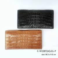 Prang Crocodile Leather Long Bi-fold Wallet กระเป๋าสตางค์ สองพับยาว หนังจระเข้ C-W22BT(M)แต๊บ-P