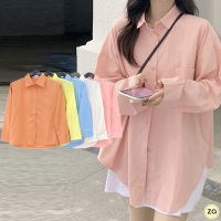 ?HOT SALE?เสื้อเชิ้ตแขนยาวผ้าครปกระเป๋าหน้าสีพื้น 5 สี