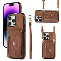 เคสโทรศัพท์มีสายคล้อง Crossbody สำหรับ iPhone 14 Plus 13 12 11 Pro XS Max X RFID การปิดกั้นอวัยวะหลายกระเป๋าสตางค์ใส่บัตรปกหนัง