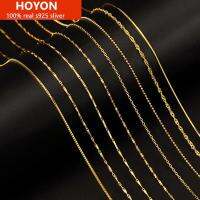 HOYON สร้อยคอบริสุทธิ์14K สำหรับผู้หญิงคอปกเสื้อจริงกล่อง /O Cross/กระดูกงู/คลื่นน้ำ/เครื่องประดับโซ่ไหปลาร้า