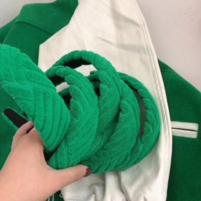 【YF】 Luxury 2022 new women towel pattern green hair band temperament autumn and winter plush headband lead