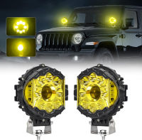 SUPAREE 7 Inch LED Off Road Lights 90W 3000K Amber, LED Work Lights for Truck Jeep SUV Driving Lights Spot Side Shooter LED Light Bar Flood Fog Light -16,000 Lumen 2PC 7inch side shooter light-yellow