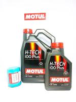 MOTUL H-TECH 100 Plus 10W-40 สังเคราะห์แท้ 100% 4+1ลิตร  ฟรี กรองน้ำมันเครื่อง HONDA  ทุกรุ่น แท้ 1ลูก