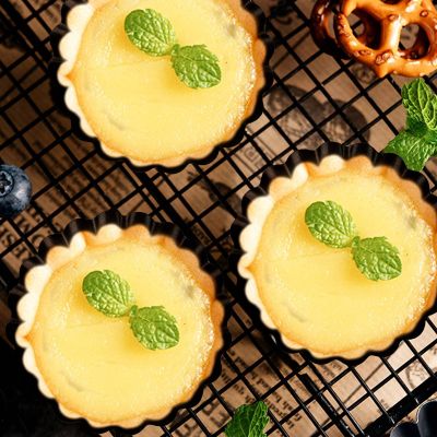 Tart Pan Set of 6,Small Non-Stick 4-Inch Quiche Pan Removable Bottom Carbon Steel Quiche Pan for Cooking &amp; Baking