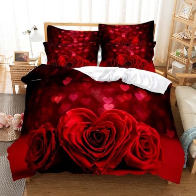 3D Red Rose Bedding Duvet Cover Romantic Sentiment Living Color Bedding Room Decoration Romantic Valentine 39;s Day Gift for Women