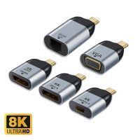 [LUNA electronic accessories] UHD 8K Type C เป็น HDMI เข้ากันได้ VGA DP RJ45 USB C เป็น Mini DP อะแดปเตอร์แปลงวิดีโอ4K 60Hz สำหรับแล็ปท็อปโทรศัพท์มือถือแท็บเล็ต