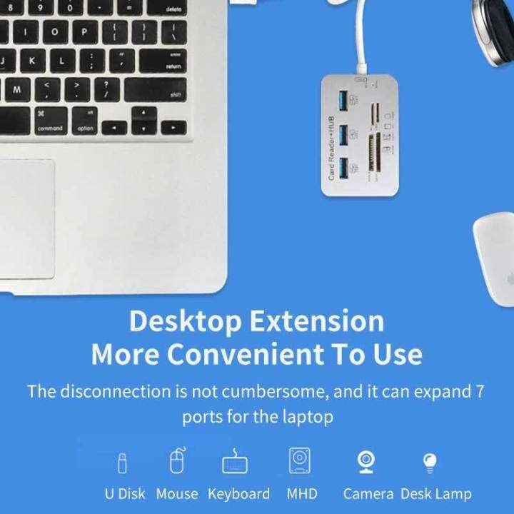 2023ใหม่-ฮับ-usb-3-0เครื่องอ่านการ์ด3พอร์ตเครื่องอ่านการ์ดเครื่องแยกอเนกประสงค์สำหรับแล็ปท็อป-pc-macbook-pro-ความเร็วสูงพร้อมอะแดปเตอร์2-0-usb-ms-sd-m2-tf