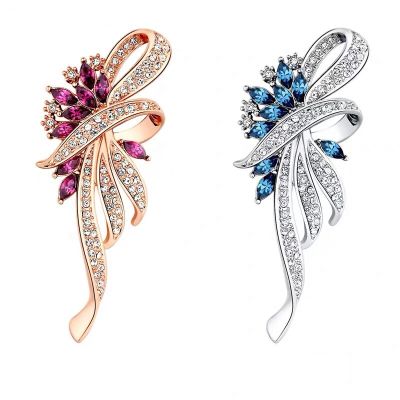 Fashion Crystal Brooch Elegant Bauhinia Brooches Lapel Pin Rhinestone Brooches Corsage Wedding Jewelry Women