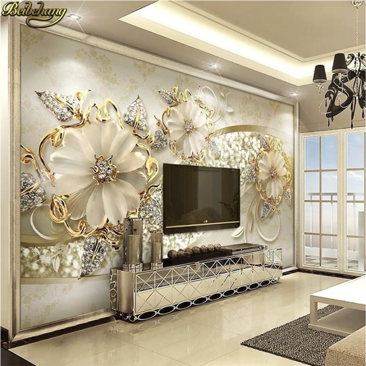 2023-new-shang815558-beibehang-เครื่องประดับสเตอริโอสีทองแบบ3d-ผนังพื้นหลังทีวีวอลล์เปเปอร์ภาพถ่ายขนาดใหญ่ออกแบบได้ตามต้องการสติกเกอร์วอลล์เปเปอร์