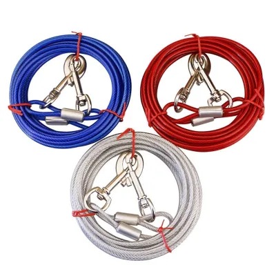 3M/5M/10M Steel Wire Pet Leashes For Two Dogs 3 Colors Anti-Bite Tie Out Cable Outdoor Lead Belt Dog Double Leash For Large Dog