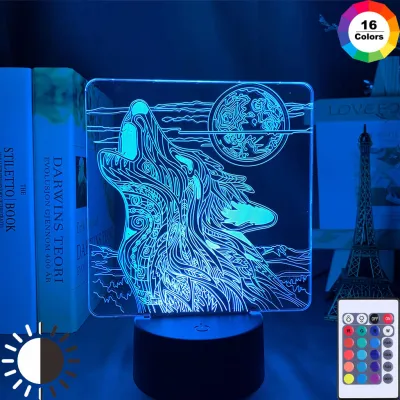 3D Lamp Animal Wolf Moon Led Color Changing Battery Powered Nightlight for Room Decor Cool Led Night Light Dropshipping 2021