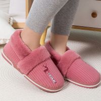 Comwarm Indoor Warm Plush Slippers For Women Men Home Fluffy Furry Slippers New Fashion Cotton Slides Non Slip Bedroom Mute Shoe