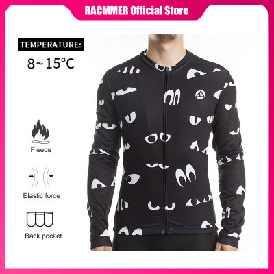 Racmmer  NEW Thermal Fleece Cycling Jersey Black Winter Mens MTB Long Sleeve Bike Bicycle Clothing Jerseys Maillot Ciclismo
