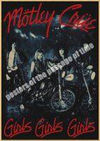 Motley Crue Vintage Retro Rock Band กีตาร์เพลง Matte กระดาษคราฟท์โบราณโปสเตอร์สติ๊กเกอร์ติดผนัง Home Decora