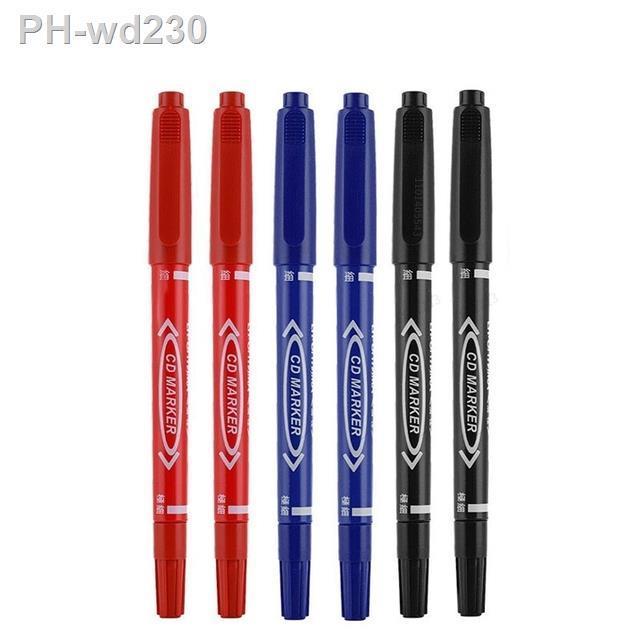 haile-6-12pc-set-waterproof-oily-color-double-tip-permanent-markers-fine-tip-thick-tip-black-ink-drawing-pens-supplies-stationer