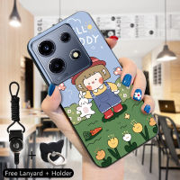 เคส PMP สำหรับ Infinix Note 30 Note 30 5G 30 Pro 30 VIP (แหวนใส่นิ้ว + สายคล้อง) เคสมือถือลวดลายเด็กผู้หญิงน่ารักซิลิโคนกันกระแทกน่ารักเคสโทรศัพท์ป้องกัน TPU ฝาหลัง