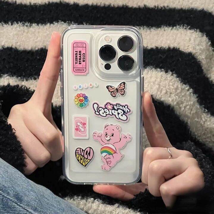 เคสโทรศัพท์มือถือแบบนิ่ม-ใส-กันกระแทก-ลายหมีน่ารัก-สําหรับ-iphone-14-13-12-8-7-xs-x-xr-6-6s-2020