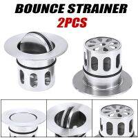 2pcs Stainless Steel Bounce Strainers Drain Filter spring Kitchen Bathroom Sink Drain Plug Accessories 6cm x 3.6cm x 4cm