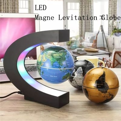 【EU Plug】LED ลูกโลกลอยได้ด้วยแม่เหล็ก C-รูปร่างที่มีสีสัน LED World แผนที่สร้างสรรค์ตกแต่งบ้านเครื่องประดับภาษาอังกฤษ Notes