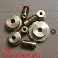 1 set 0.5M Brass worm gear 1:20 1:30 1:40 1:50 1:60 Electric Motors brass Worm Gear with worm Rod Set