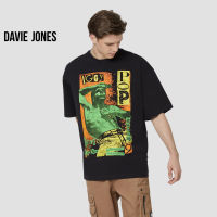 DAVIE JONES เสื้อยืดโอเวอร์ไซส์ พิมพ์ลาย สีดำ Graphic Print Oversized Extra T-Shirt in black WA0152BK