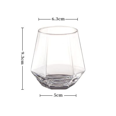 Hexagonal Glass Dazzle Color Gold Cup INS Style Cold Drink Cup Household Ho Wine Cup Bar Glassware Whiskey Glass Champagne
