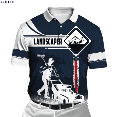 【high quality】  Landscaper Mens Cardigan Polo Shirt, Oversized Sleeve Casual Shorts with 3d Pattern Printing, Suitable for Summer Mens Fashion