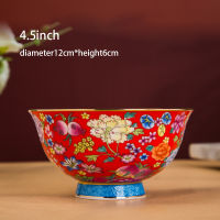 4.556 Inch Rice Bowl Flowers Enamel Luxurious Soup Bowl Jingdezhen Ceramic Porcelain Bowls Noodle Container Dinnerware Crafts