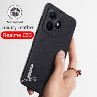 เคสสำหรับ Realme C53 Narzo RealmeC53 N53 RealmeNarzoN53 4G 2023เคสโทรศัพท์หรู TPU เคสหนังสีทึบธุรกิจทั้งหมดมาพร้อมฝาครอบด้านหลังป้องกันการกระแทกขอบ TPU