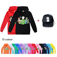 DREAMTEAM เสื้อฮู้ดสำหรับเด็กผู้หญิงและผู้ชาย,เสื้อสเวตเตอร์ลายการ์ตูนมีฮู้ด + หมวกเบสบอลผ้าฝ้าย W1510 + เหมาฤดูใบไม้ร่วง