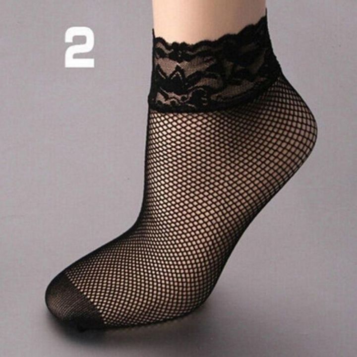 therye-ถุงน่องขายดีแฟชั่นคุณภาพสูงสีดำสั้นสำหรับผู้หญิงถุงเท้าถุงเท้าตาข่ายเท้า