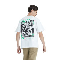 เสื้อยืดคอกลมผู้ชายแขนสั้น DAVIE JONES เสื้อยืดโอเวอร์ไซส์ พิมพ์ลาย สีขาว Graphic Print Oversized T-Shirt in white TB0223WH เสื้อยืดลำลอง (เตรียมส่ง)